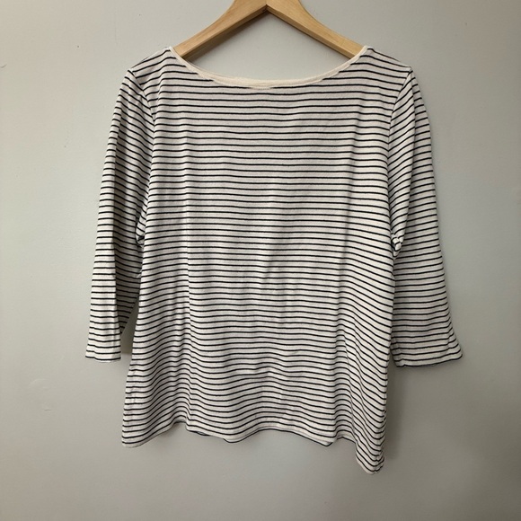 Talbots Black and White Striped Tee 0X X - Picture 2 of 5